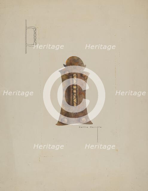 Iron Door Handle, 1935/1942. Creator: Bertha Semple.
