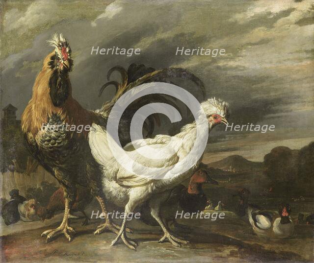 Cock, a Hen and other Poultry, 1670-1690. Creator: Pieter Jansz van Ruyven.