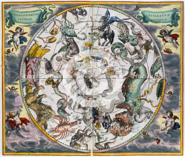 Map of the celestial Southern Hemisphere, 1660-1661. Artist: Andreas Cellarius