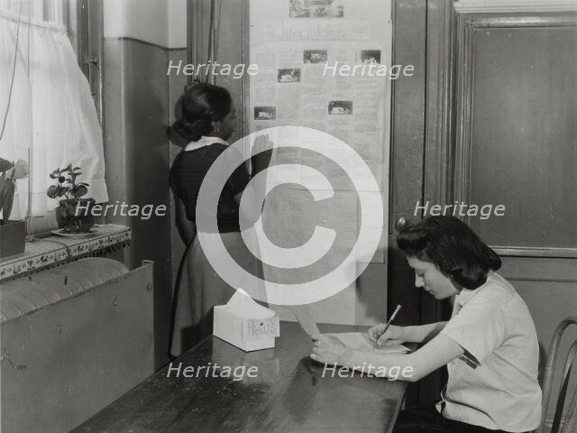 Remedial reading, cow on chalkboard, PS 94, 1941. Creator: Tillery.