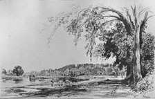 'View of Richmond from the Thames', 1871. Artist: Maxime Lalanne.