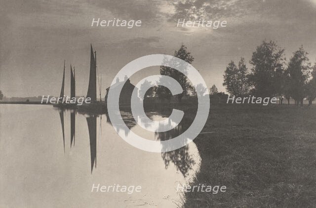 Cantley: Wherries Waiting for the Turn of the Tide, 1886. Creator: Dr Peter Henry Emerson.