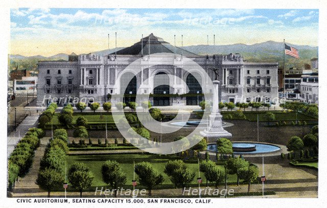 Civic Auditorium, San Francisco, California, USA, 1921. Artist: Unknown