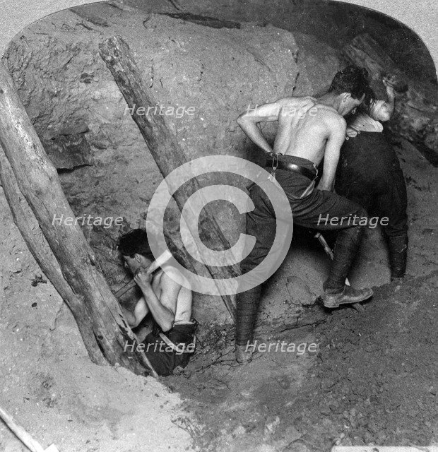 Mining at Messines Ridge, Belgium, World War I, 1914-1918.Artist: Realistic Travels Publishers