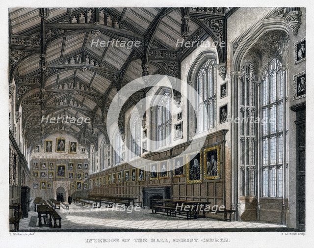 Interior of Christ Church Hall, Oxford University, c1830s. Artist: JH Le Keux.