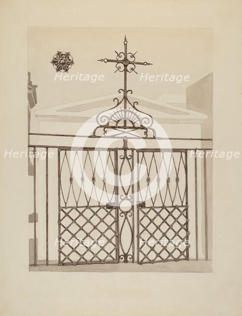 Cast and Wrought Iron Fence, c. 1936. Creator: Arelia Arbo.