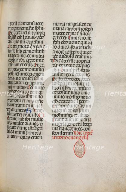 Missale: Fol. 122: contains music for "Hely Hely Lama etc." within St. Mattion Passion, 1469. Creator: Bartolommeo Caporali (Italian, c. 1420-1503).