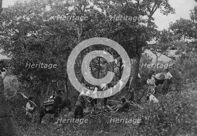 A search party of 7 people on Askold Island, 1865-1871. Creator: VV Lanin.