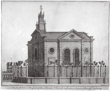 South-west view of the Swedish Church, Prince's Square, Stepney, London, c1750. Artist: Benjamin Cole