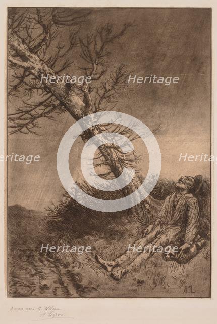 Death of a Vagabond, c. 1875. Creator: Alphonse Legros (French, 1837-1911).
