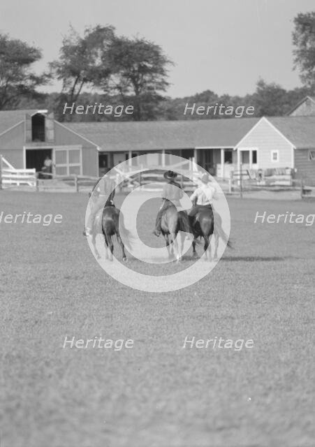Horse show or show jumping event, between 1911 and 1942. Creator: Arnold Genthe.