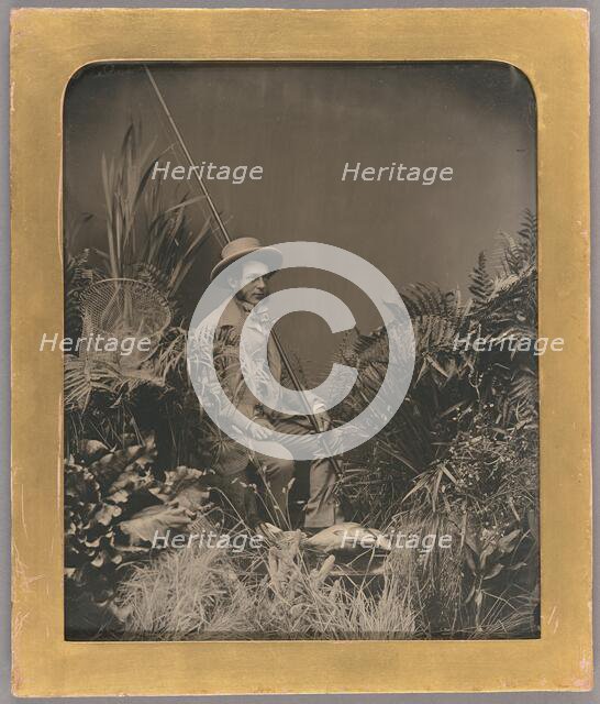 Studio Portrait of a Man Posed with Fishing Gear / The Fisherman, about 1860. Creator: Unknown.