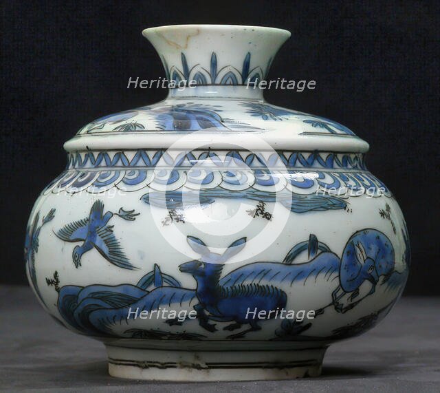 Vase with Animals in a Landscape, Iran, 17th century. Creator: Unknown.