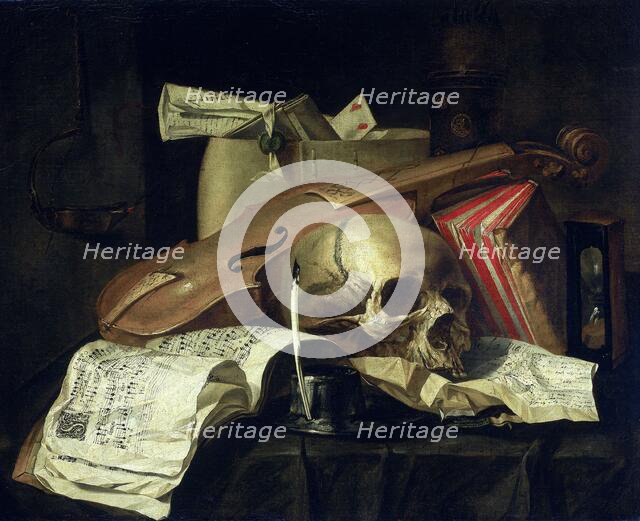 Vanitas still life, 1660. Creator: N.L. Peschier.
