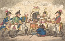 The Allied Bakers or the Corsican Toad in the Hole, April 1, 1814., April 1, 1814. Creator: George Cruikshank.