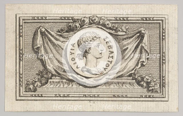 Medal with Portrait of Livy in the 5th Book, from Tibère ou les six premiers ..., published in 1768. Creator: Augustin de Saint-Aubin.