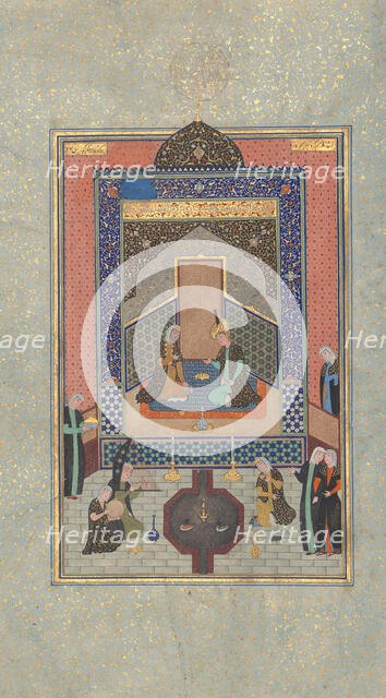 Bahram Gur in the Dark Palace on Saturday, Folio 207 from a Khamsa..., A.H. 931/A.D. 1524-25. Creators: Shaikh Zada, Mahmud Muzahhib, Sultan Muhammad Nur.