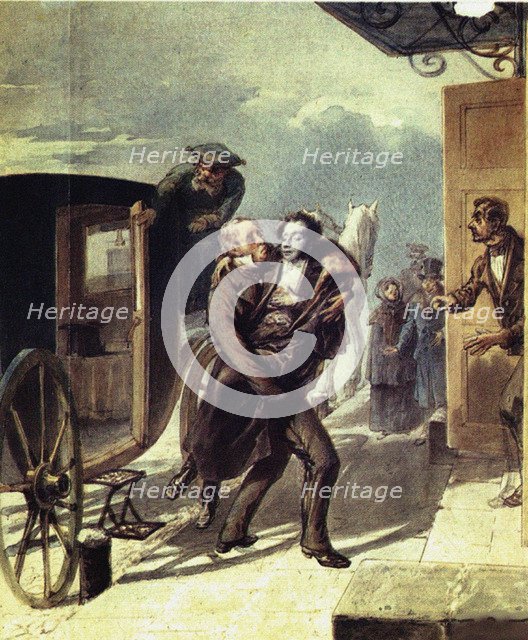 Pushkin after the duel, 1855. Artist: Borel, Pyotr Fyodorovich (1829-1898)