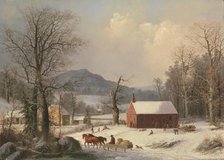 Red School House (Country Scene), 1858. Creator: George Henry Durrie.