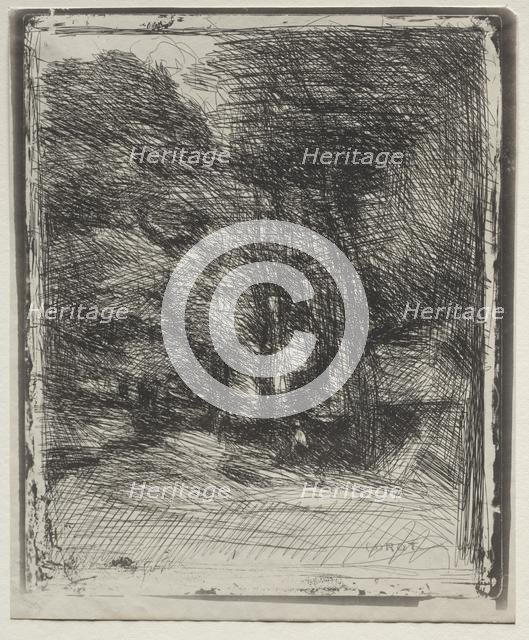 A Souvenir of the Bas-Bréau, original impression 1858, printed in 1921. Creator: Jean Baptiste Camille Corot (French, 1796-1875).