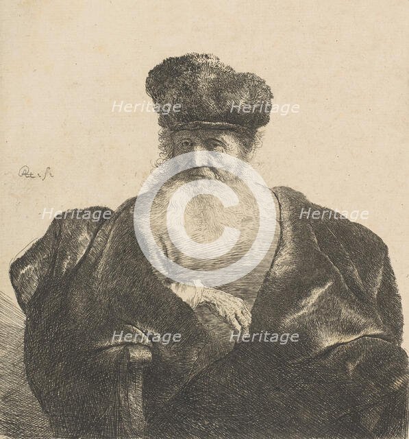 Old Man with Beard, Fur Cap, and Velvet Cloak, ca. 1631., ca. 1631. Creator: Rembrandt Harmensz van Rijn.