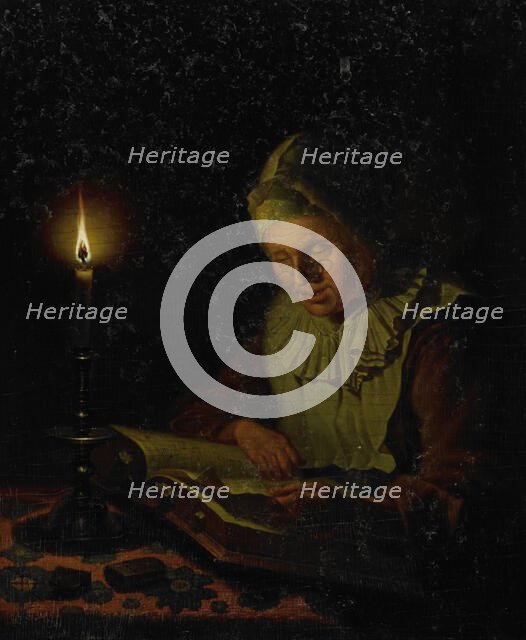 Old Woman Reading, 1800-1833. Creator: Adriaan Meulemans.