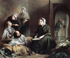 Florence Nightingale, British nurse and hospital reformer, at Scutari Hospital, Turkey, 1855. Artist: Unknown