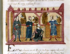 Interview in Alcañiz of King James I the Conqueror (1213 - 1276) with Hugo de Forcalquer and Blas…