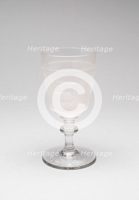 Westward Ho!/Pioneer pattern goblet (one of a set of four), c. 1876. Creator: Gillinder & Sons.