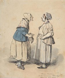 The Two Gossips (Les Deux Commères), 1832. Creator: Henry Bonaventure Monnier.