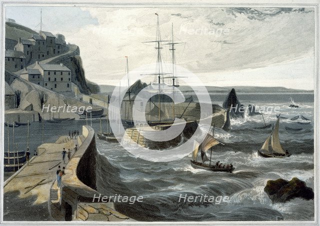 'Mevagissey, Cornwall', 1825. Artist: William Daniell