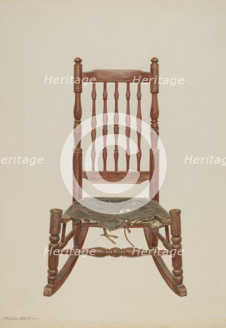 Rocking Chair with Rawhide Seat, c. 1938. Creator: Frank M Keane.