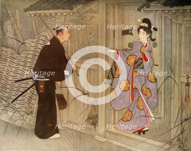 'What was the young man's astonishment to see a pretty young girl standing just within the gate', 19 Creator: Unknown.