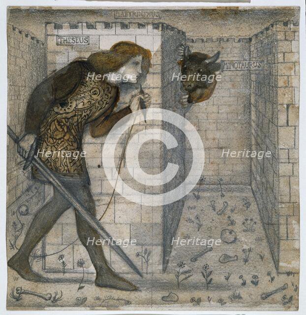 Tile Design - Theseus and the Minotaur in the Labyrinth, 1861. Creator: Sir Edward Coley Burne-Jones.