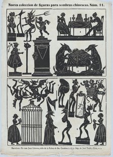 Sheet 11 of figures for Chinese shadow puppets, 1859. Creator: Juan Llorens.