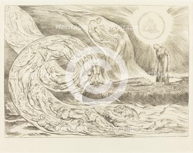 The Circle of the Lustful: Paolo and Francesca, 1827. Creator: William Blake.