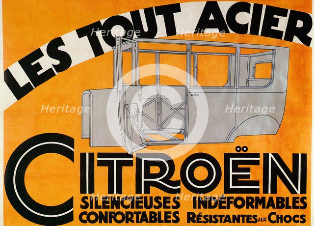 Advertisement for all-steel Citroen cars, c1924. Artist: Unknown.