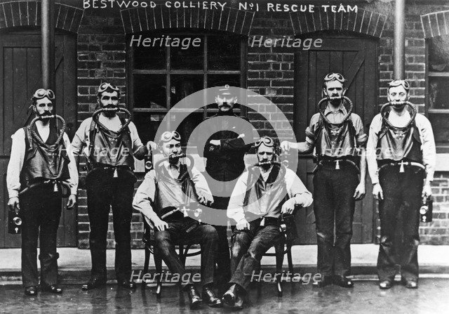 Bestwood Colliery no 1 rescue team, Nottinghamshire, 1911. Artist: Unknown