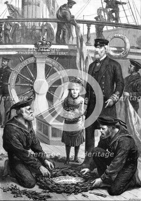 The Anniversary of Trafalgar on board the old Victory at Portsmouth, 1881. Creator: W. I. Mosses.