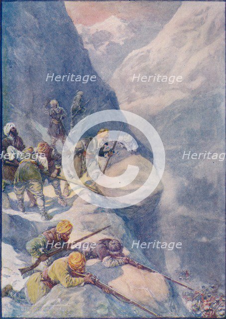 'Crushed by Rolling Stones, Mown Down by Volleys of Musket-Shot The Men Fell In Hundreds', 1908, (c1 Artist: Joseph Ratcliffe Skelton.