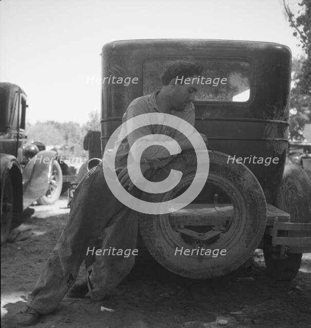 Migrant agricultural worker in Marysville migrant camp, California, 1935. Creator: Dorothea Lange.