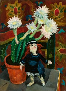Sill Life with Blooming Cactus and Doll, 1925. Creator: Wacker, Rudolf (1893-1939).