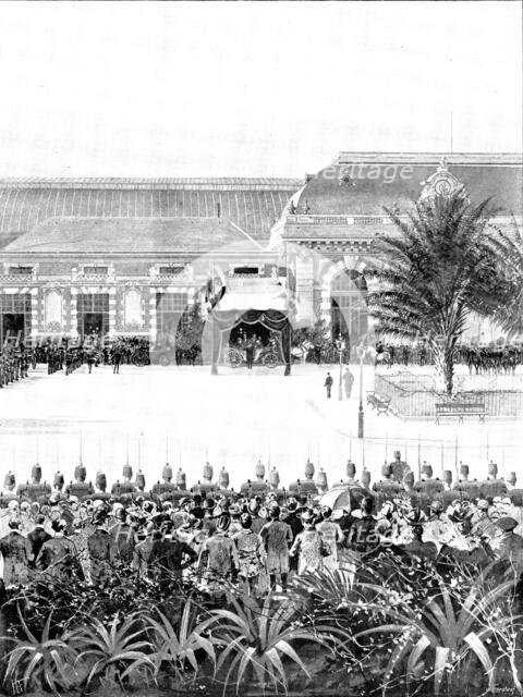 The Queen's Holiday Abroad: arrival at Nice on March 15, 1895. Creator: George Meisenbach.