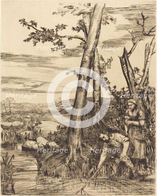 Fishing for Crayfish (Les pecheurs d'ecrevisses). Creator: Alphonse Legros.