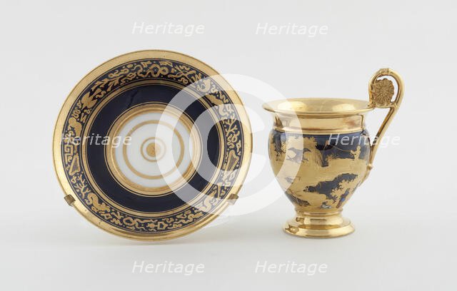 Cup and Saucer, Paris, c. 1820. Creator: Denuelle Porcelain Manufactory.