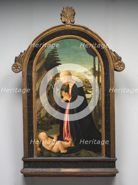 Madonna and Child with Tobias and the Angel Raphael, c. 1470. Creator: Francesco Botticini (Italian, c. 1446-1497).