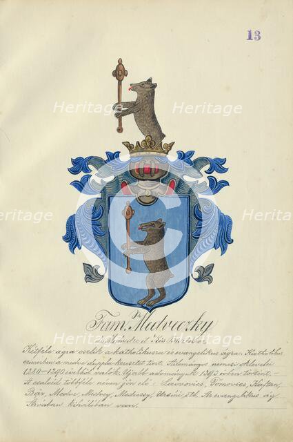 Coat of arms of the Medvecka family, 1904-1910. Creator: Adolf Medzihradsky.
