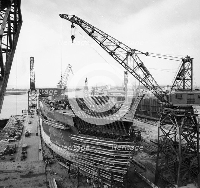 Building the M/S 'Torne' at the shipyard, Landskrona, Sweden, 1959. Artist: Unknown