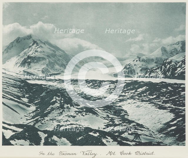 In the Tasman Valley, Mt Cook district. From the album: Record Pictures of New Zealand,  1920s. Creator: Harry Moult.
