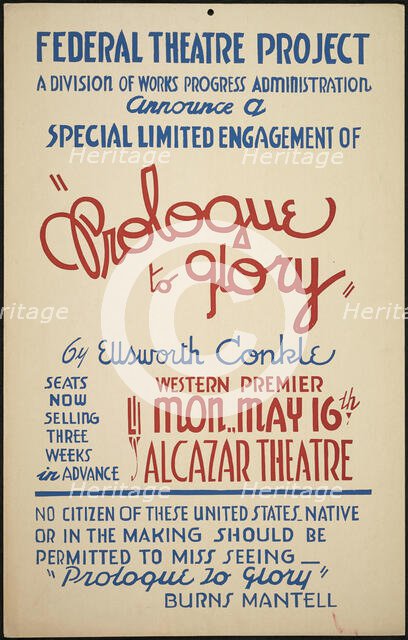 Prologue to Glory, San Francisco, 1938. Creator: Unknown.